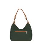 Sac en cuir Garga vert + cognac - 36x26x10cm