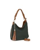 Sac en cuir Garga vert + cognac - 36x26x10cm