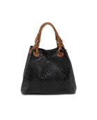 Sac en cuir Sarzana stratifié noir - 37x45x15cm