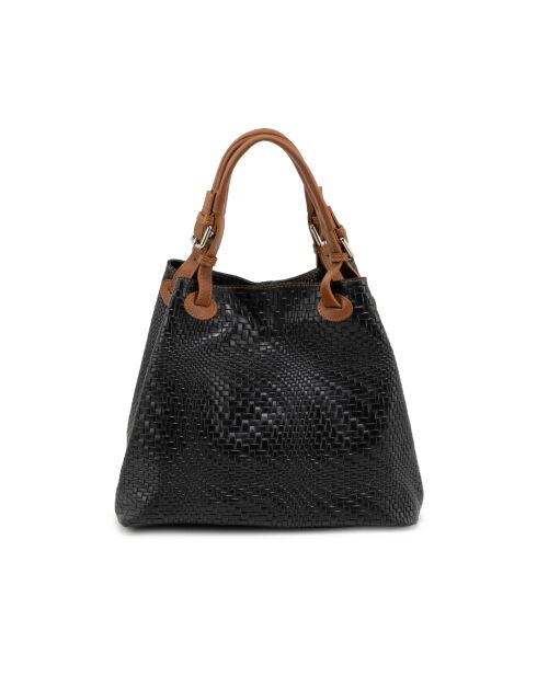 Sac en cuir Sarzana stratifié noir - 37x45x15cm