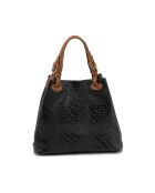 Sac en cuir Sarzana stratifié noir - 37x45x15cm