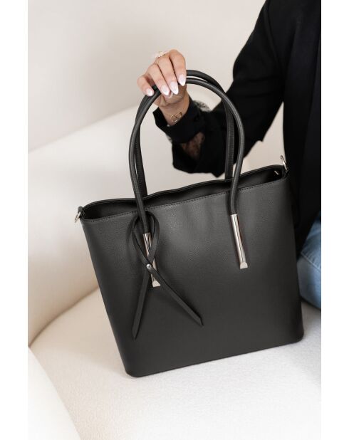 Sac en cuir Mallero noir - 32x30x12cm