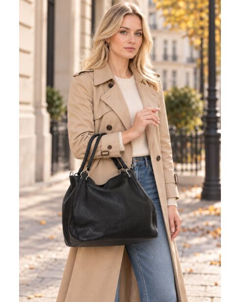 Sac en cuir Viareggio noir - 33x28x16cm