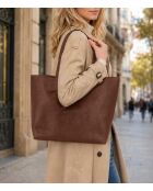 Dunkelbraune Spoleto Ledertasche - 34x28x14cm