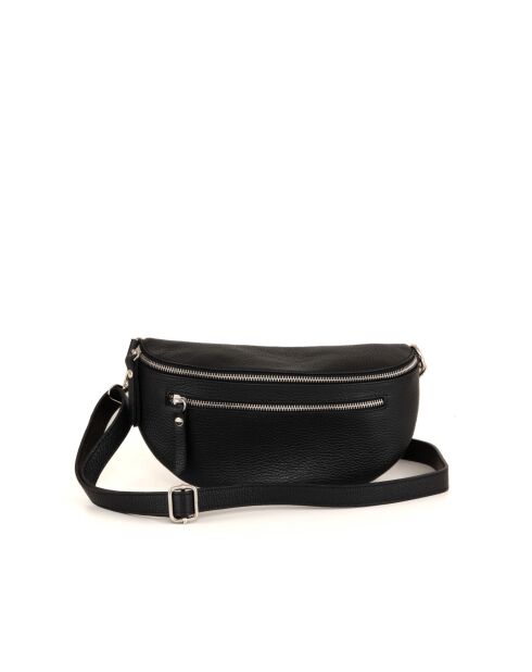 Sac bandoulière en cuir Burano noir - 30x19x2cm