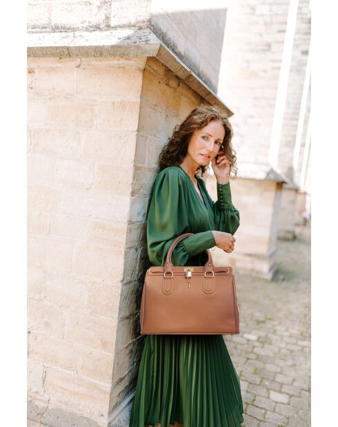 Sac en cuir Nure cognac - 36x28x18cm