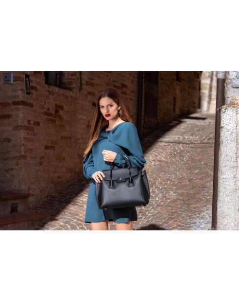 Pomarance schwarze Ledertasche, 40 x 40 x 14 cm