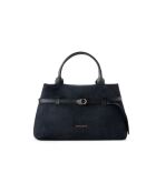Bolso Vittoria de piel de gamuza negra - 40x17x26 cm
