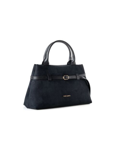 Tote bag en cuir Vittoria suède noir - 40x17x26 cm