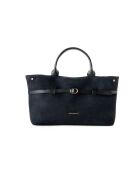 Bolso Vittoria de piel de gamuza negra - 40x17x26 cm