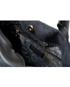 Bolso Vittoria de piel de gamuza negra - 40x17x26 cm