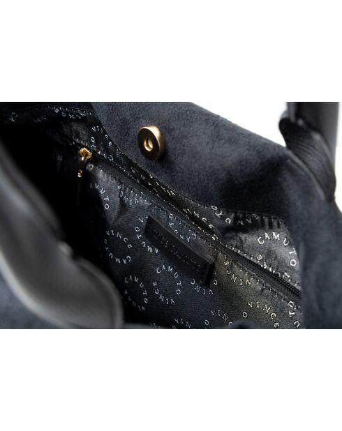 Bolso Vittoria de piel de gamuza negra - 40x17x26 cm