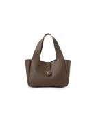 L'Aquila Tragetasche aus taupefarbenem Leder - 33x15x22 cm