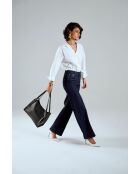 Bolso Palermo de piel negra - 35x15x27 cm