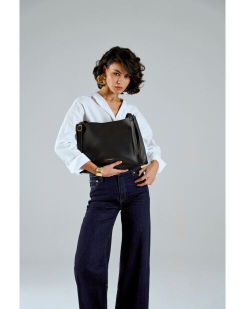 Bolso Palermo de piel negra - 35x15x27 cm