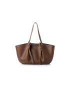 Sac bandoulière en cuir Foggia taupe - 48x12x25 cm