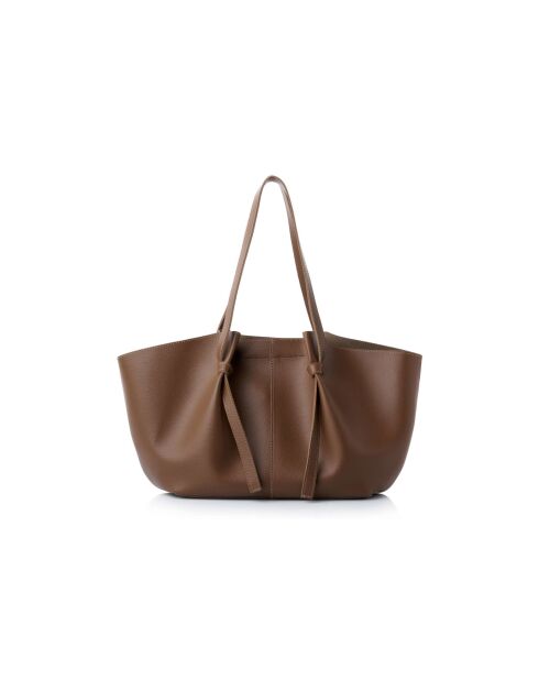Sac bandoulière en cuir Foggia taupe - 48x12x25 cm