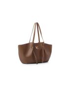 Sac bandoulière en cuir Foggia taupe - 48x12x25 cm