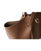 Sac bandoulière en cuir Foggia taupe - 48x12x25 cm