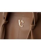 Sac bandoulière en cuir Foggia taupe - 48x12x25 cm