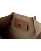 Sac bandoulière en cuir Foggia taupe - 48x12x25 cm