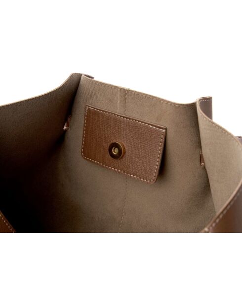 Sac bandoulière en cuir Foggia taupe - 48x12x25 cm