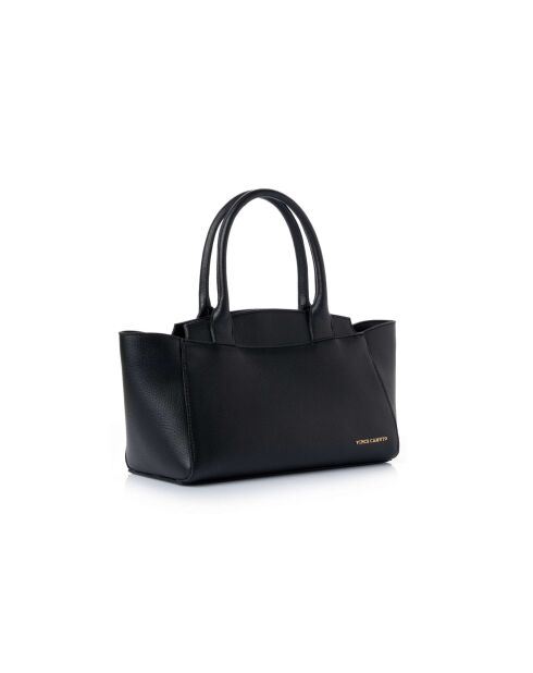 Tote bag en cuir Messina noir - 33,5x14x15 cm