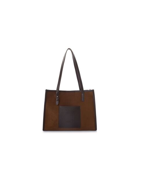 Sac bandoulière en cuir Piacenza daim suède marron - 36x12x27 cm