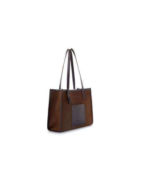 Sac bandoulière en cuir Piacenza daim suède marron - 36x12x27 cm