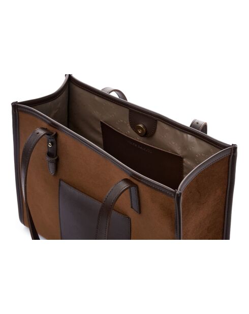 Bandolera de piel Piacenza, gamuza, gamuza marrón - 36x12x27 cm