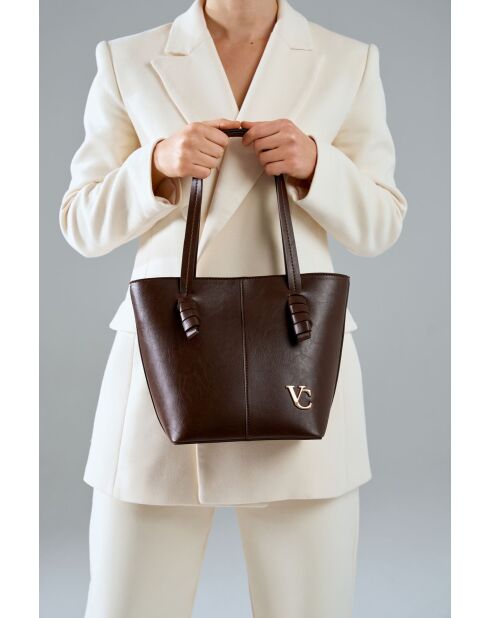 Sac bandoulière en cuir Piedmont marron - 30x14x23 cm
