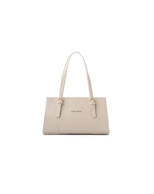 Sac bandoulière en cuir Barletta crème - 30x9x19 cm