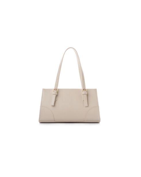 Sac bandoulière en cuir Barletta crème - 30x9x19 cm