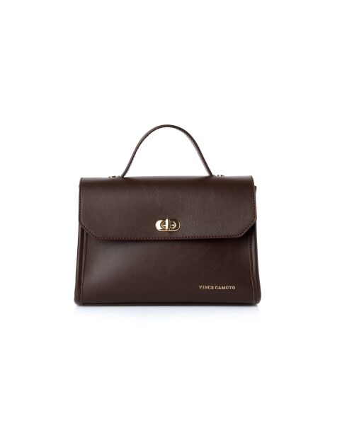 Sac à main en cuir Gela marron chocolat - 25x9x18 cm