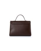 Borsa a mano Gela in pelle color cioccolato - 25x9x18 cm