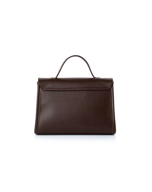 Sac à main en cuir Gela marron chocolat - 25x9x18 cm