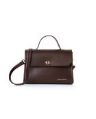 Borsa a mano Gela in pelle color cioccolato - 25x9x18 cm