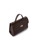 Borsa a mano Gela in pelle color cioccolato - 25x9x18 cm