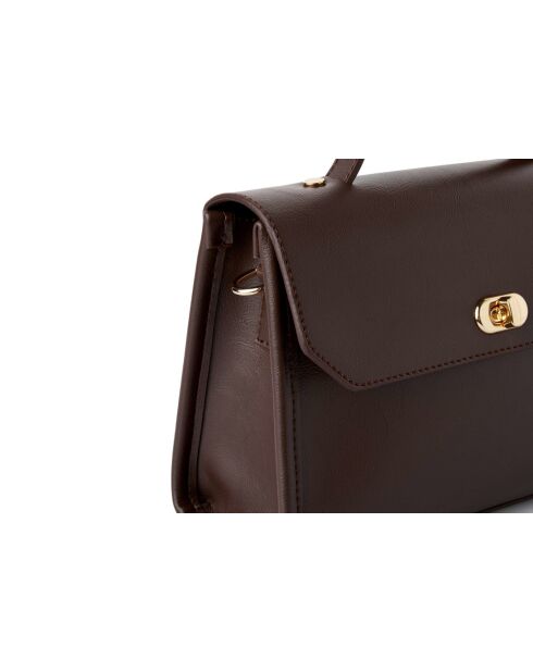 Borsa a mano Gela in pelle color cioccolato - 25x9x18 cm
