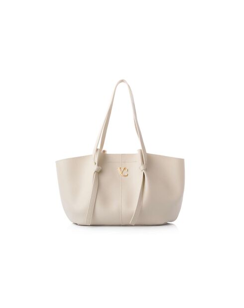 Sac bandoulière en cuir Foggia crème - 48x12x25 cm