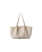 Bandolera Foggia de piel color crema - 48x12x25 cm