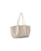 Bandolera Foggia de piel color crema - 48x12x25 cm