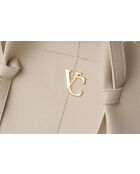 Bandolera Foggia de piel color crema - 48x12x25 cm