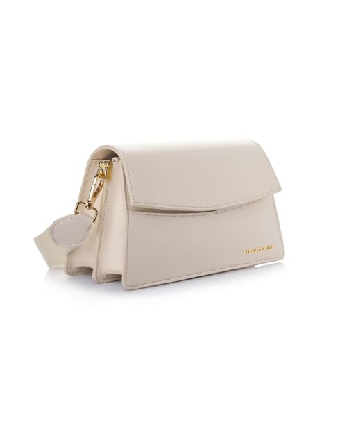 Sac bandoulière en cuir Syracuse blanc - 26x10,5x16 cm