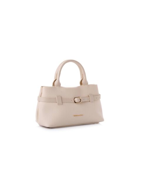 Tote bag en cuir Vittoria Mini crème - 29x18,5x14 cm