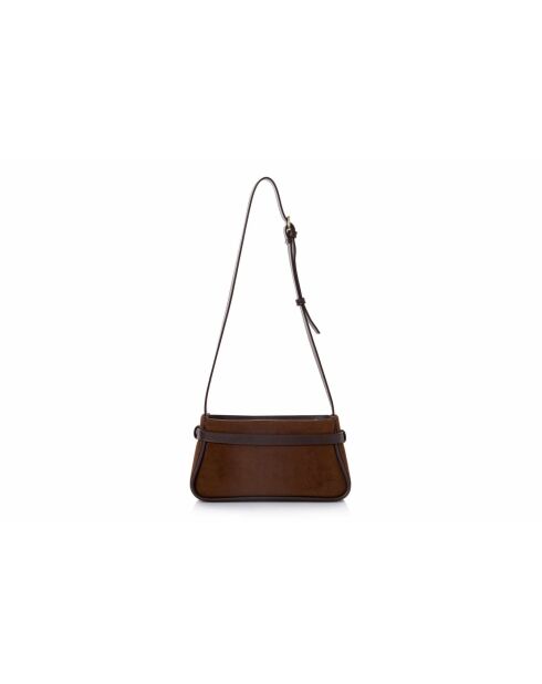 Sac bandoulière en cuir Atri suède marron - 25x6,5x14 cm