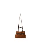 Bolso Vittoria Mini de piel de gamuza marrón - 29x18,5x14 cm
