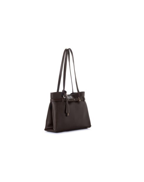 Sac bandoulière en cuir Catania marron chocolat - 35x12x28 cm