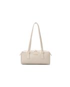 Bandolera Treviso de piel color crema - 30x13x13 cm