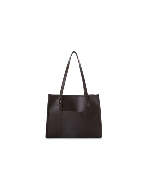 Sac bandoulière en cuir Piacenza marron chocolat - 36x12x27 cm